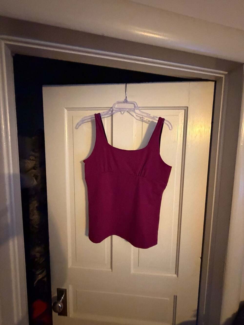 Zobha Square Neck Tank Top Size 10 Dark Mauve Black Panel
